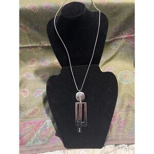 Chico’s silver geometric statement necklace silver with rhinestone 
nwot 1677